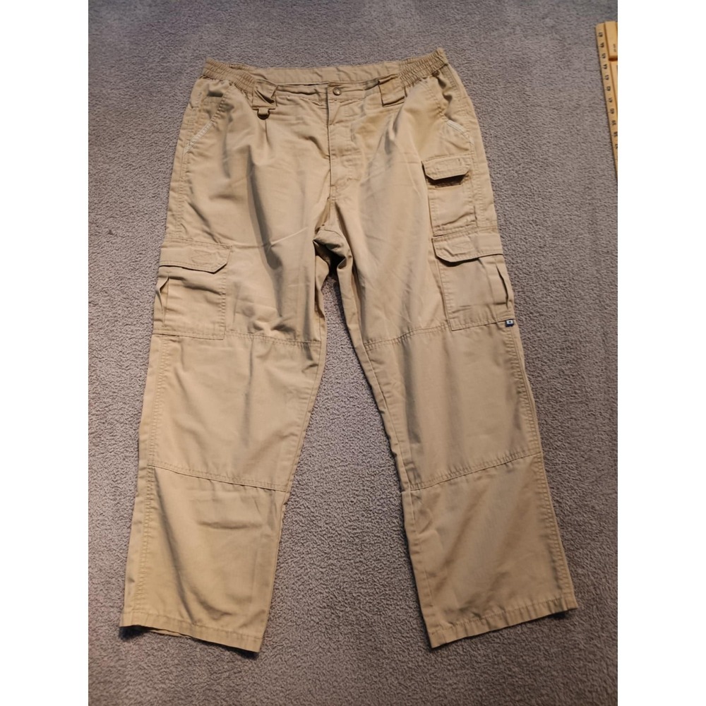 Propper Men's 40x30 Beige Cargo Tactical Work Pants – Elastic Waist, Multi-Pocke